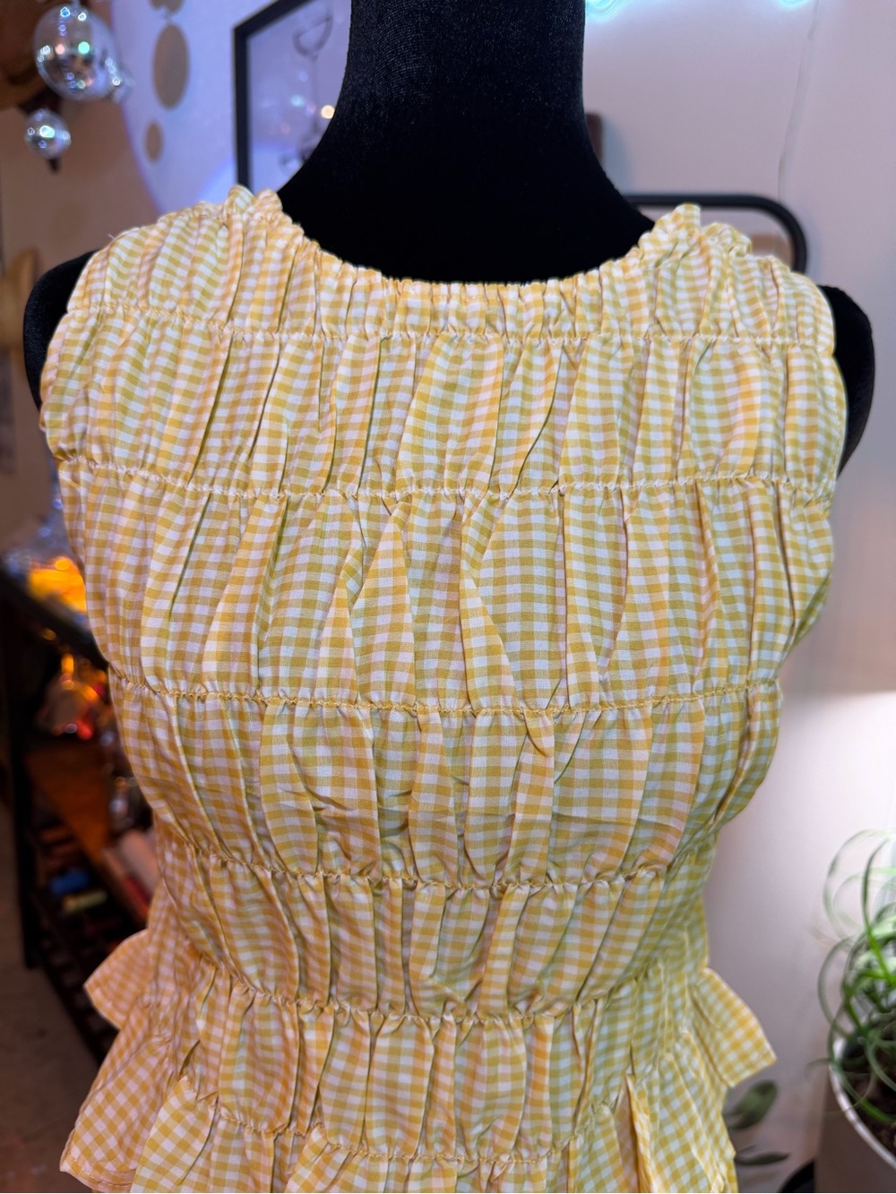 Smocked Yellow Gingham Ruffle Mini 2Piece Set - Picture 11 of 11